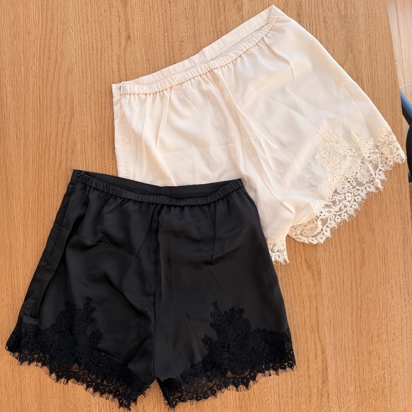 Lace Trimmed Satin Shorts - Set of 2 - Size S - Picture 1 of 5